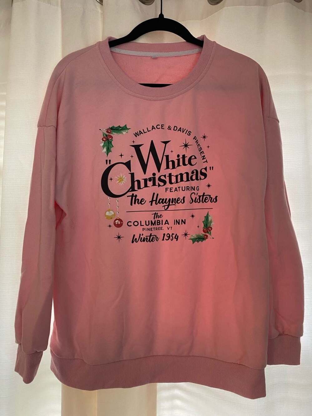 White Christmas Sweatshirt The Haynes Sisters Pink Graphic Pullover